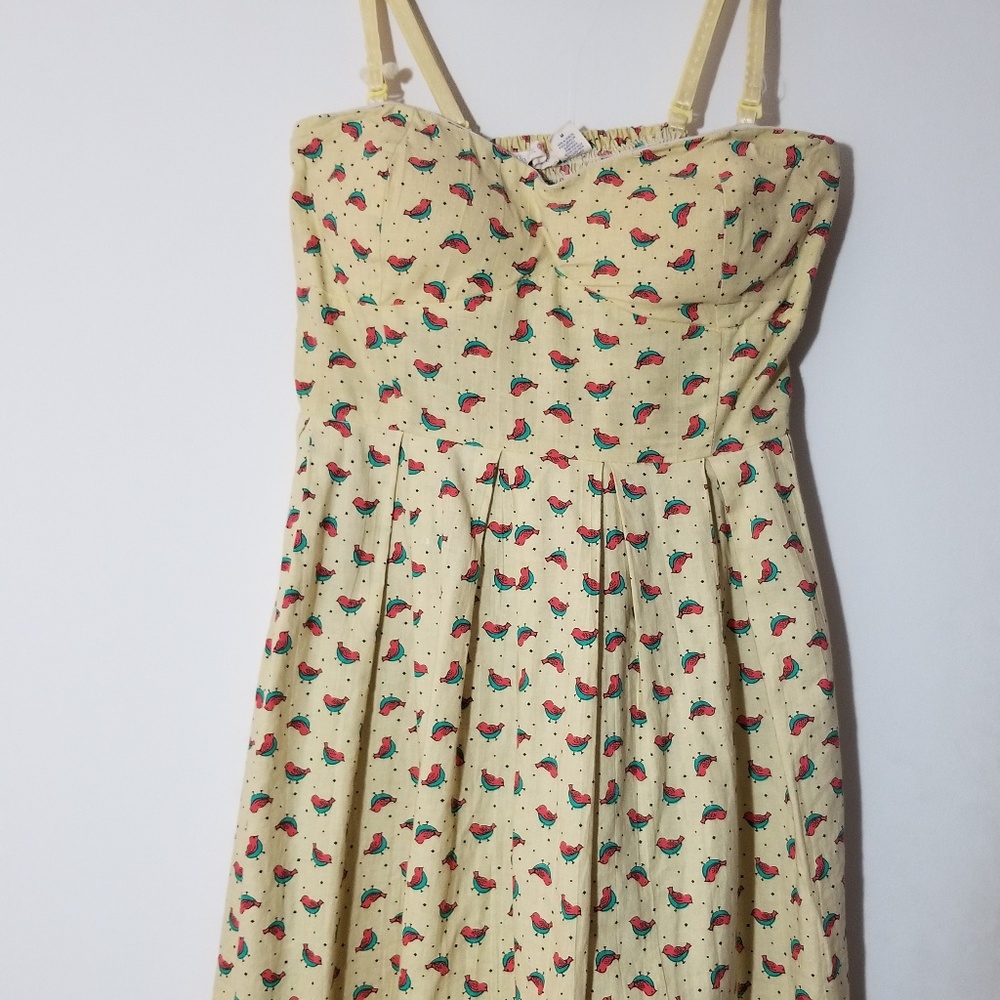 Yellow Bird Print Sundress